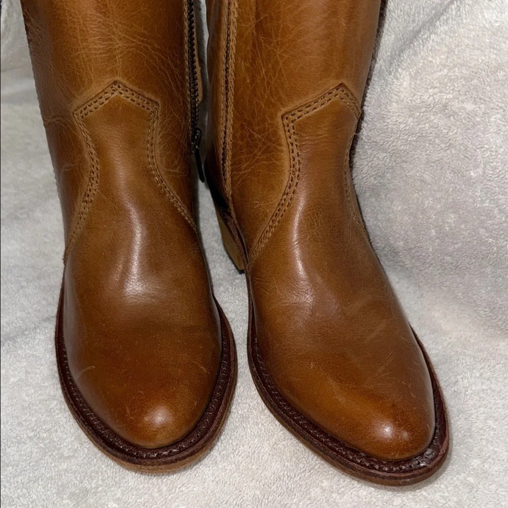 Old West Tan Leather Kids Boots